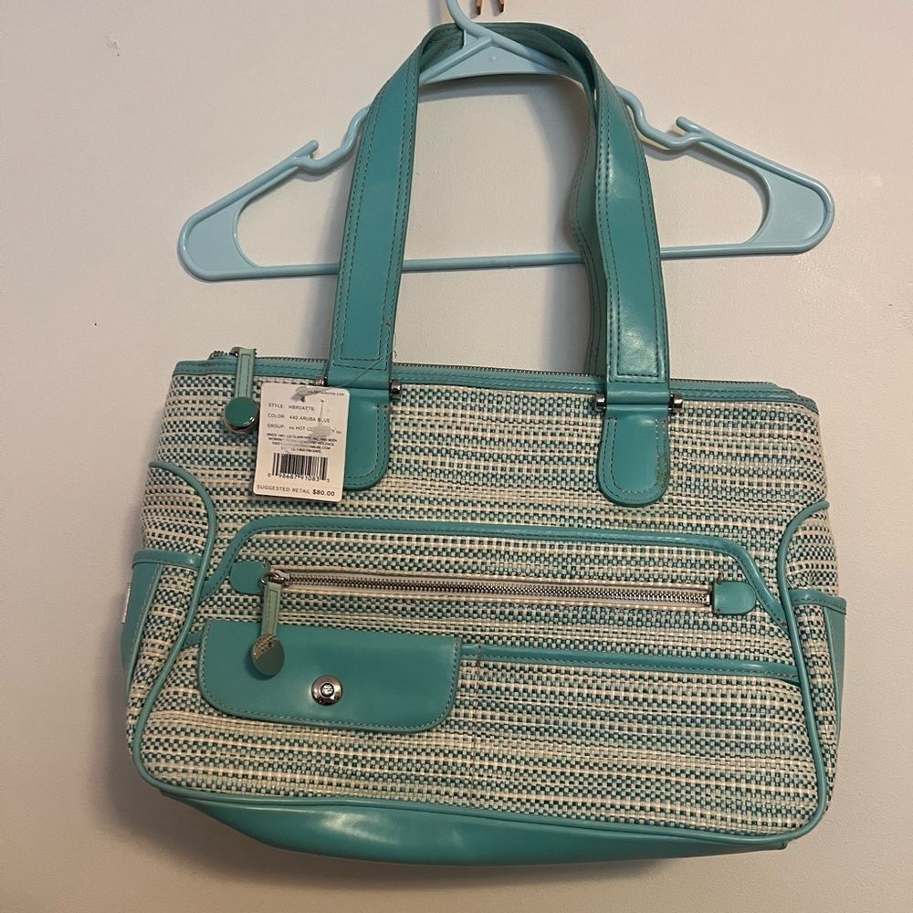 Vintage Liz Claiborne Turquoise and White Shoulder Bag